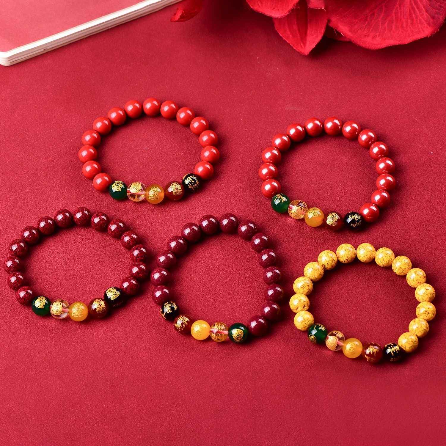 ❤️✨ Premium Cinnabar Five-Way Fortune Bracelet ✨💍 (Attract True Love &amp; Romance)